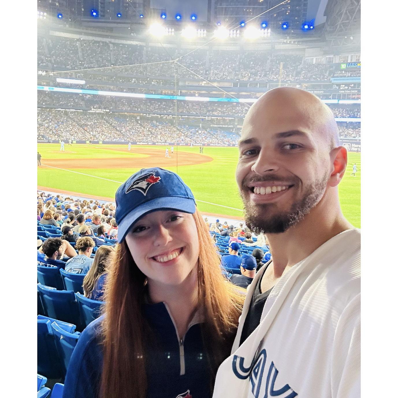 Our first baseball game. The game was neat, but the best part was the "$1 Hot Dog Day" special. - Toronto, ON, CA - June 2023