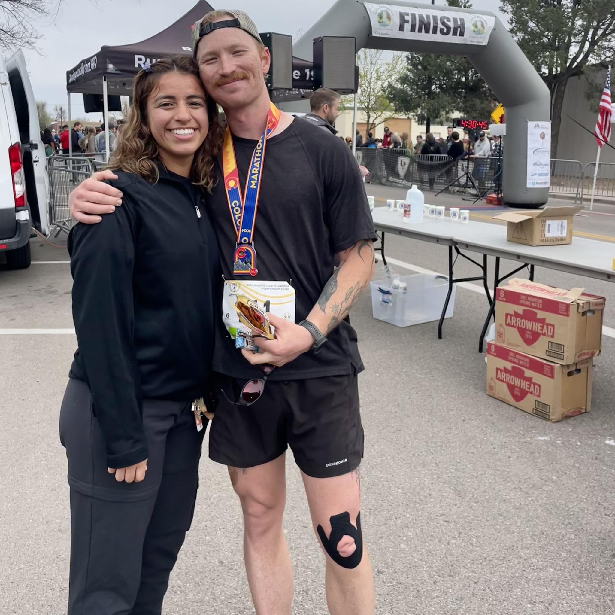 Supporting Sam at his marathon. We had trained for it together, but i got hurt a couple days before. So proud of him.