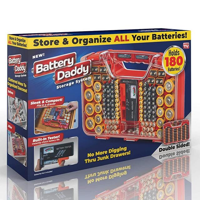 Ontel Battery Daddy, 180 Battery Organizer and Storage Case with Tester