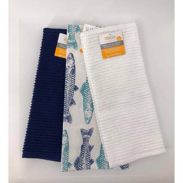 3pk Designer Fish Print Towel - MU Kitchen