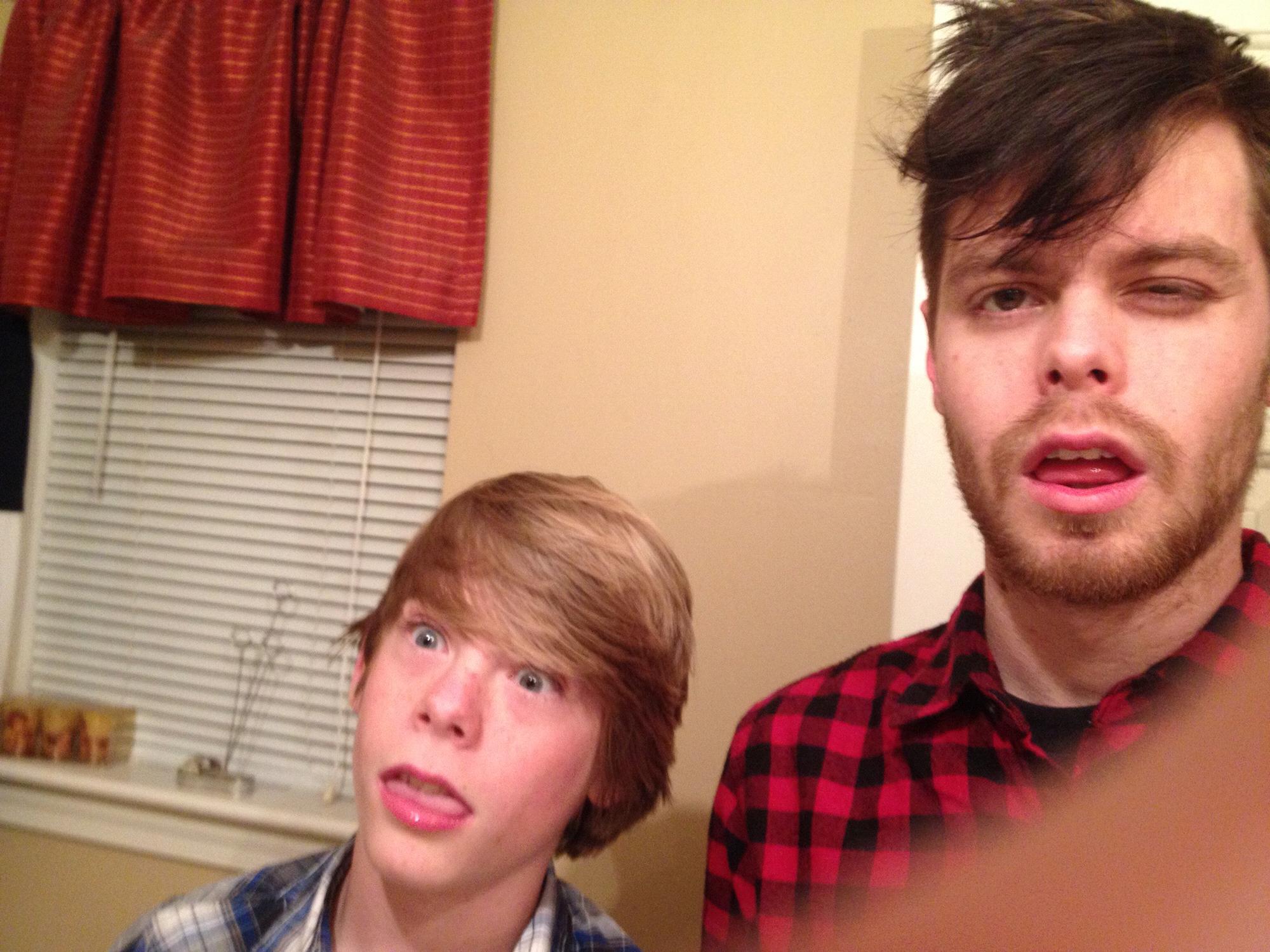 Teaching Brother Carson how to take a good picture.