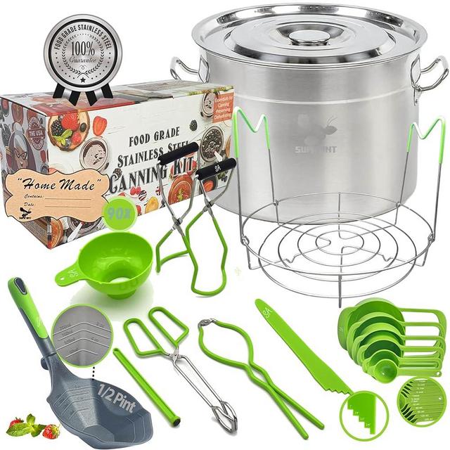 Supa Ant Canning Supplies - USA Assembled & Certified Food Grade Stainless Steel Canning tools - Canning set - Canning Supplies Starter Kit with Rack and Pot (XLarge)