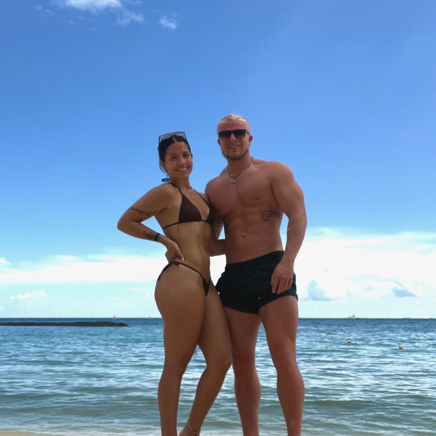 Our happily engaged beach day in Playa del Carmen!