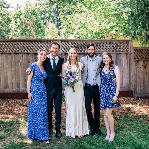 Celebrating Alex and Noah's wedding, 2019, in the Santa Cruz Mountains, California