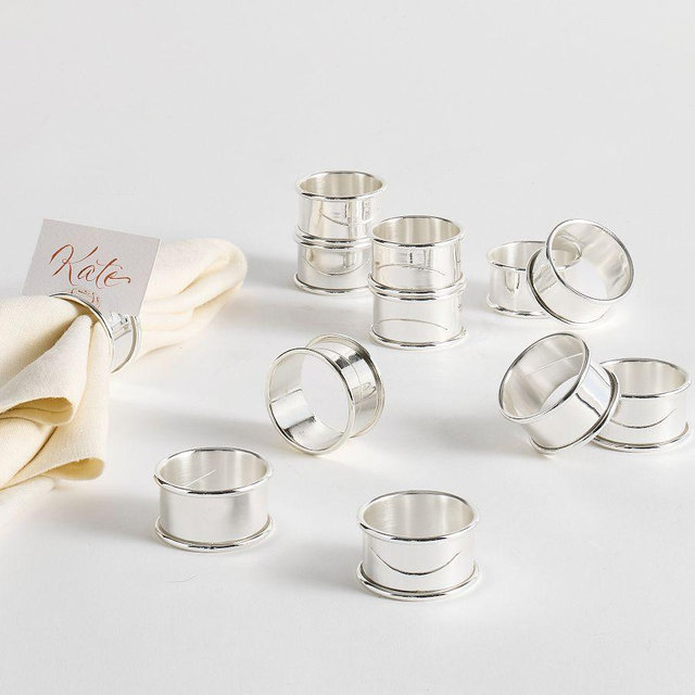 Caterers Box Napkin Rings, Set of 12 - Silver