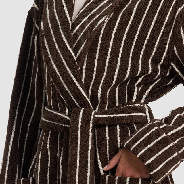 Luxe Bath Robe: Espresso Coconut Stripe
