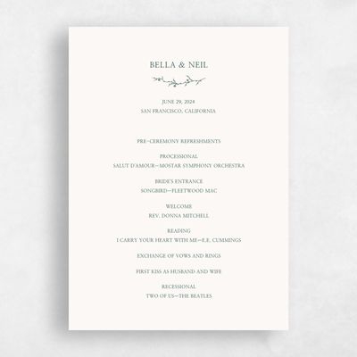 Beige Wedding Program - Earlewood