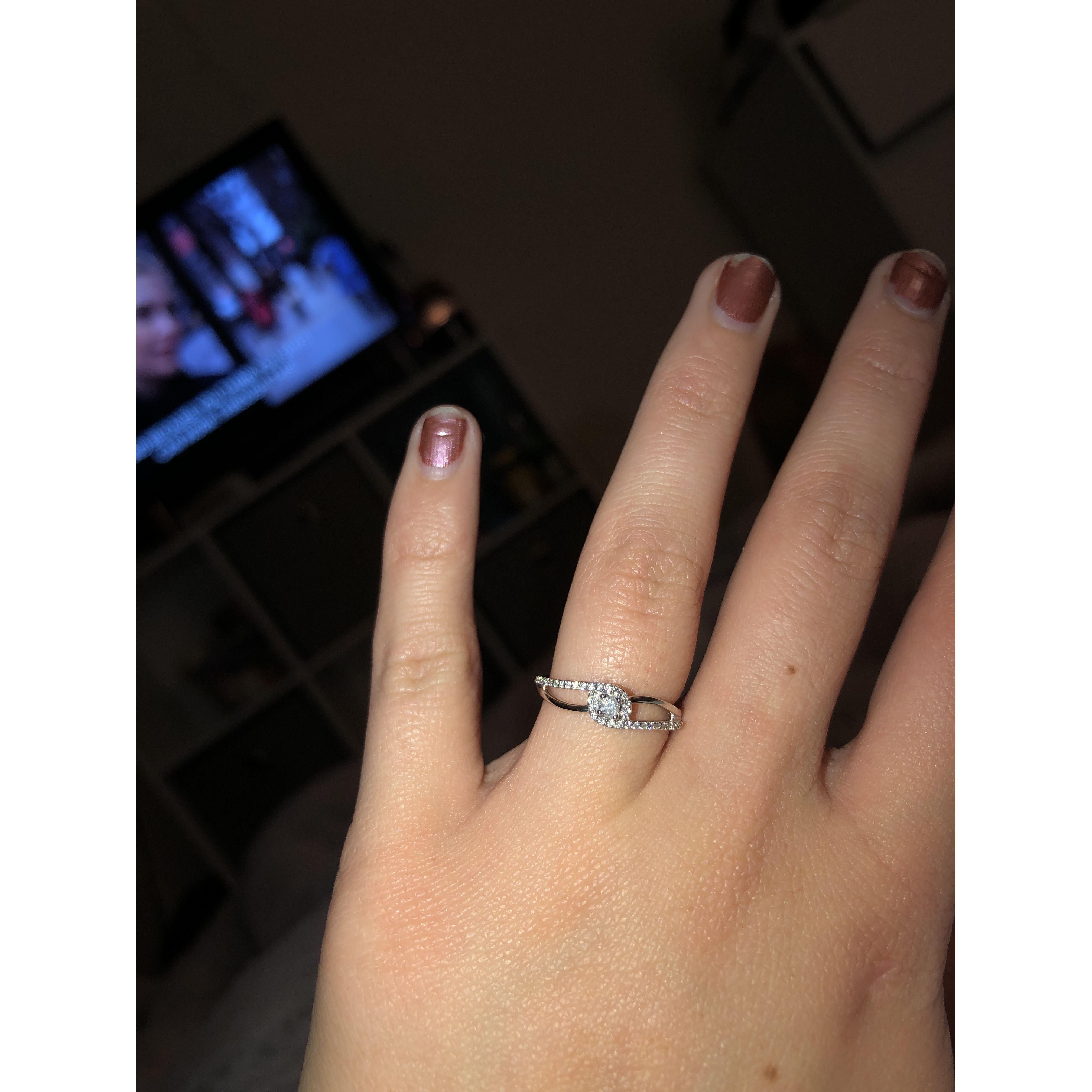 Shannon's promise ring from Jason. He presented it to her while watching Gossip Girl as the clock striked midnights on New Years Eve in 2019.
