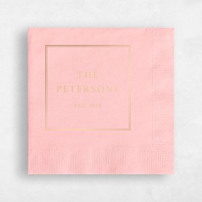 Blush, Pink Wedding Napkin - Classic Border