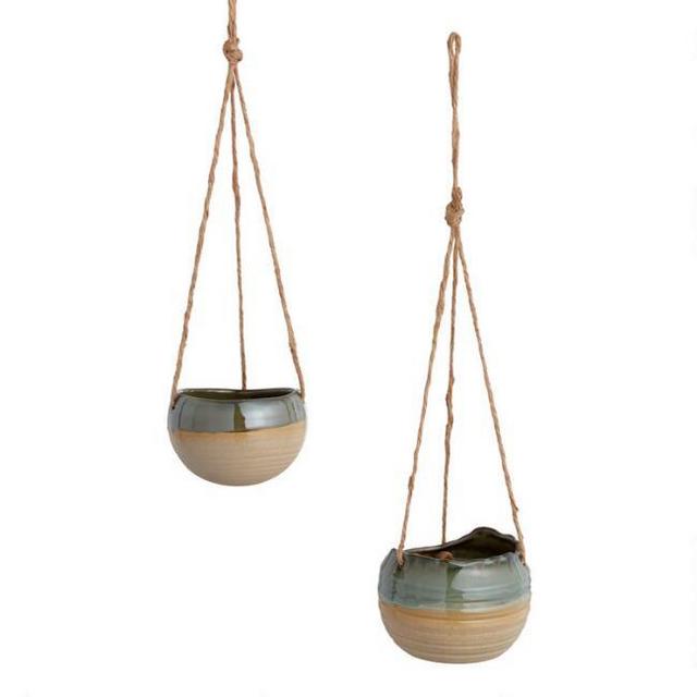 Green Reactive Glaze Hanging Planter