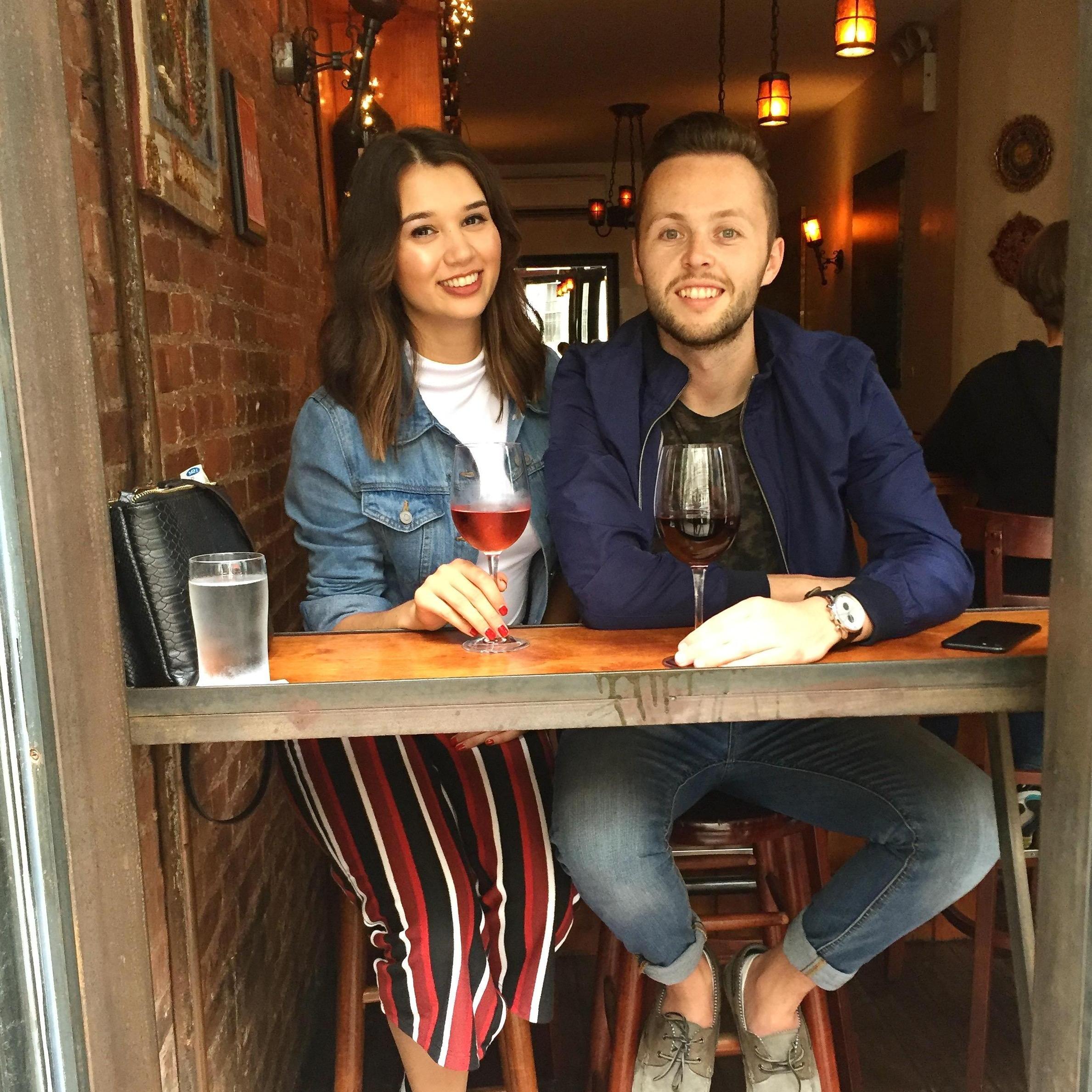 Sampling vino in New York