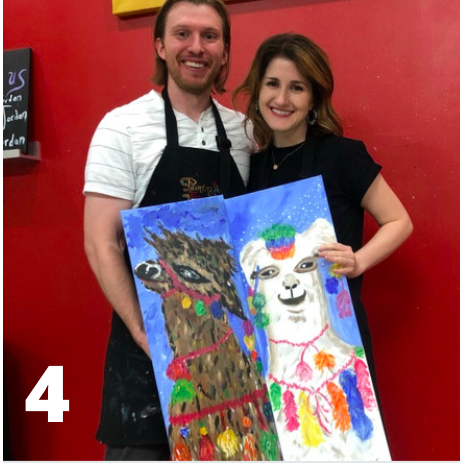 We've had so many fun moments while dating: concerts, indoor skydiving, road trips. This picture was when we tried to paint llamas, but ended up with an Egyptian sloth & a deranged polar bear.