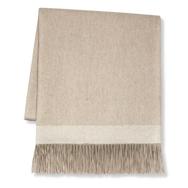 Border Reversible Cashmere Throw, 50" X 65", Oatmeal