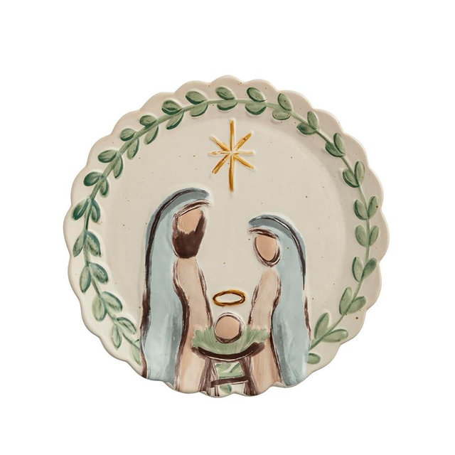 Mud Pie Christmas Nativity Round Platter