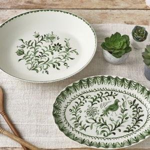 Fitz and Floyd Sicily Serve Bowl & Platter Set - Green, No Size