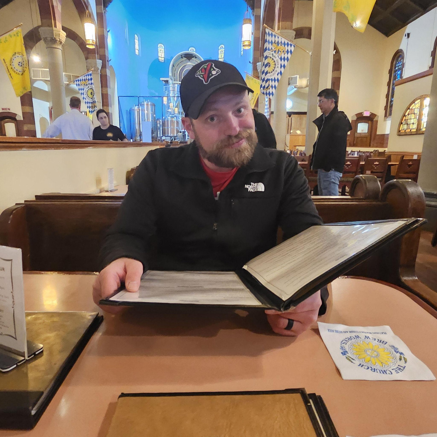 A brewery we went to that was built in an old church.