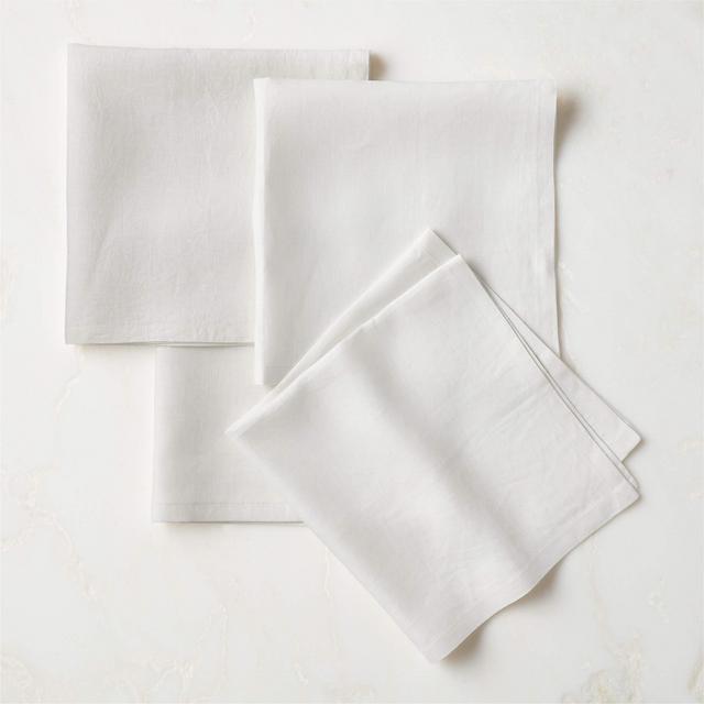 Set of 4 Bolt White Linen Napkins