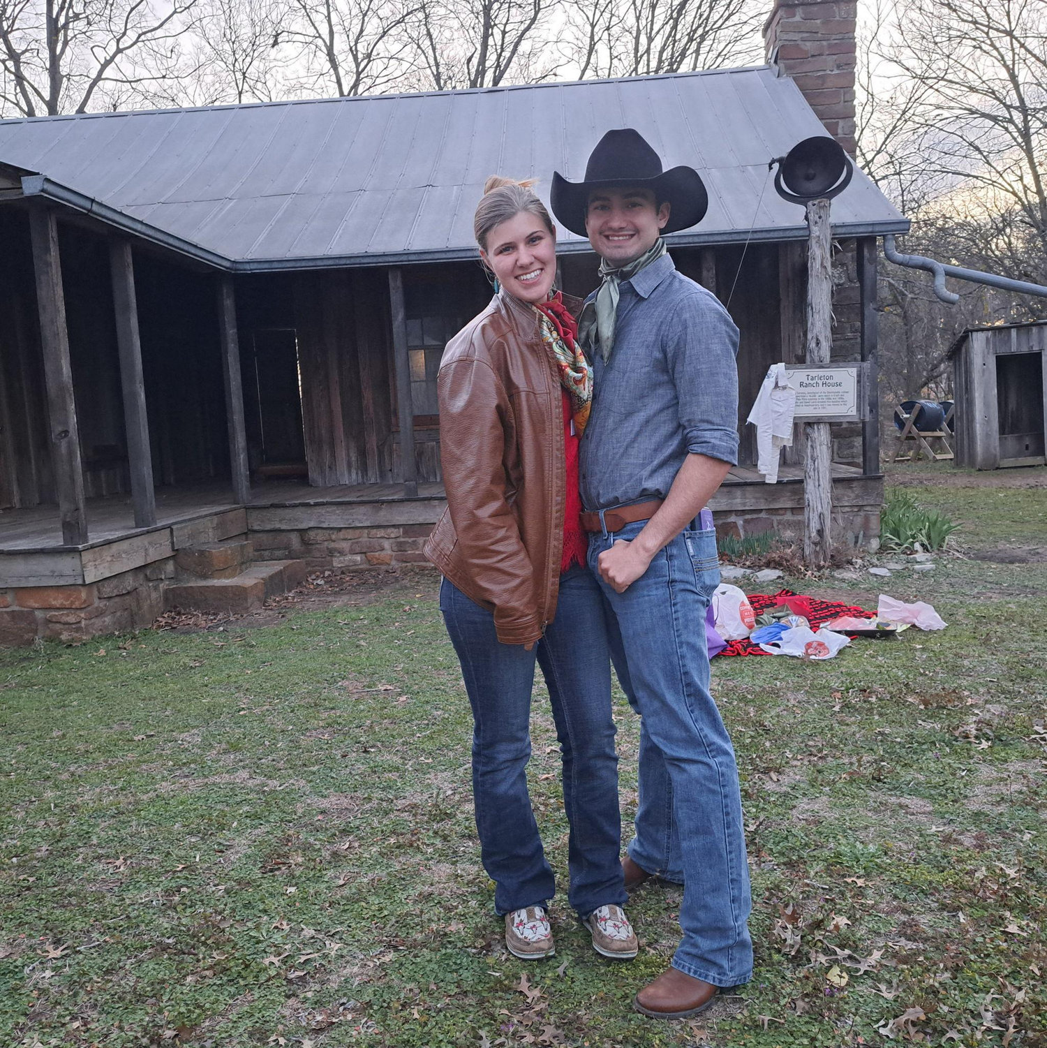 Our first Valentine's Day we had a picnic by the historic buildings in Stephenville