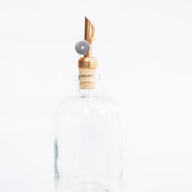 Glass Mouthwash Dispenser w/Self Pour Spout- NEW Light Gold finish