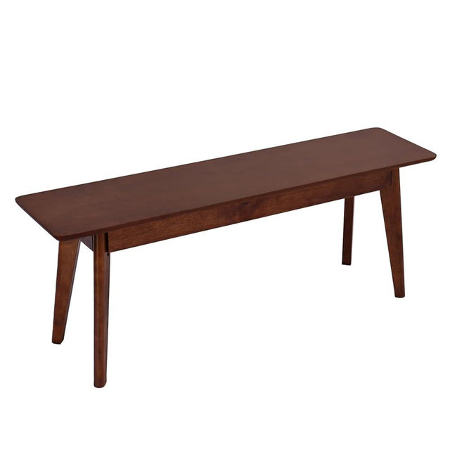 DELAVIN 47 Inch Solid Wood Dining Bench, Table Bench for Bedroom, Midcentury Wooden Bench for Kitchen, Long Entryway Bench for Living Room, Walnut