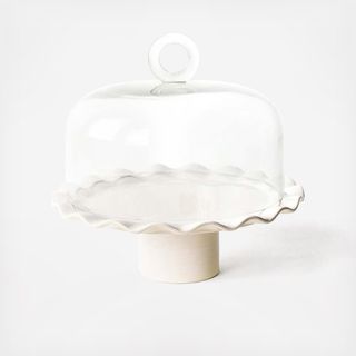 Signature Ruffle Cake Stand with Glass Dome