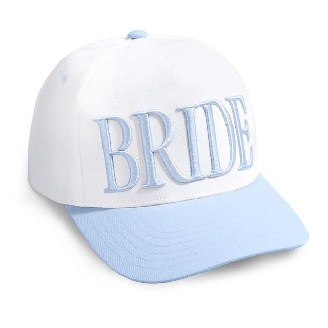 xo, Fetti White + Blue Bride Trucker Hat | Bachelorette Accessory, Bridal Headwear, Bach Party Decorations, Bridesmaid Gift, Wedding Cap
