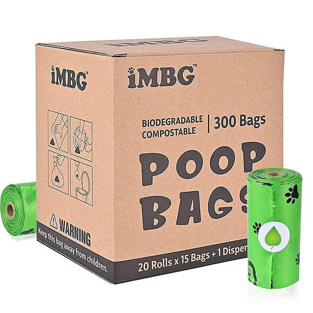 iMBG Dog Poop Bags, 20 Rolls, 300 Counts, 13 x 9 inch Biodegradable Poop Bags, Lavender Scented, Leak Proof, Extra Thick, Dog Waste Bag for Dogs and Cats, Dispenser Included