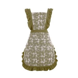 Vintage Pinafore Apron Dress for Women with Pockets Cute Floral Chef Aprons for Kitchen Cooking Baking Gardening