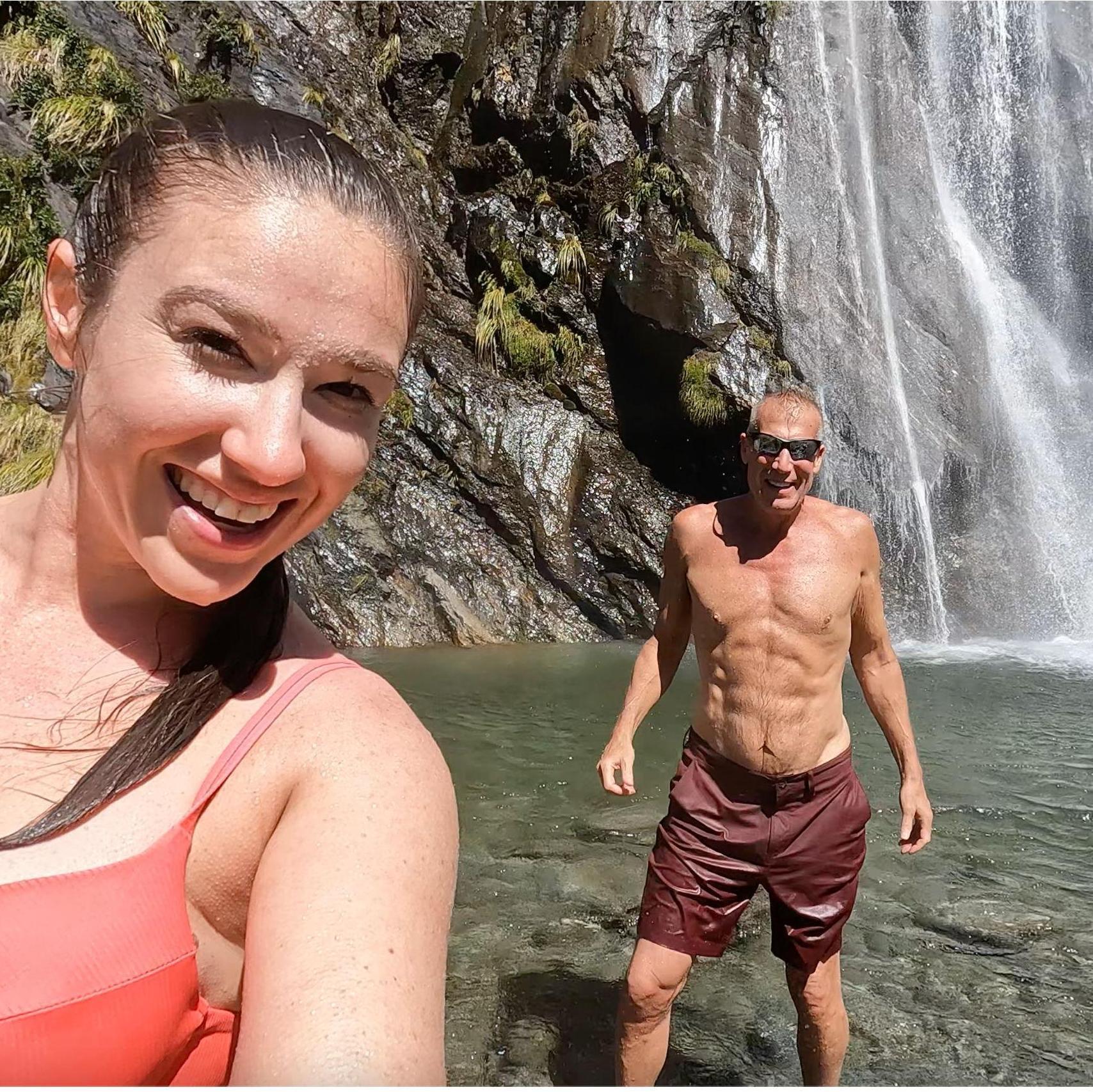 Cold plunge at Wishbone Falls