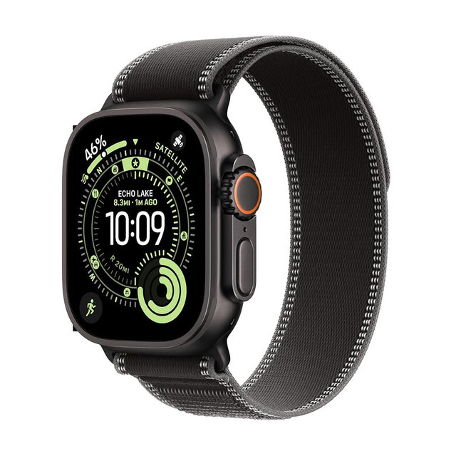 Apple Watch Ultra 3 [GPS + Cellular 49mm] Running & Multisport Smartwatch w/Rugged Titanium Case w/Black/Charcoal Trail Loop - S/M. Satellite Communications, Advanced Health & Fitness Tracking