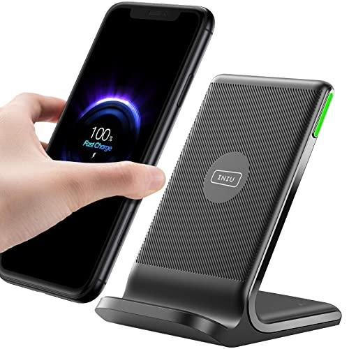INIU Wireless Charger, 15W Qi-Certified Fast Wireless Charging Stand with Sleep-Friendly Adaptive Light Compatible with iPhone 12 11 Pro XR XS X 8 Plus Samsung Galaxy S20 S10 Note 20 10 Google LG etc