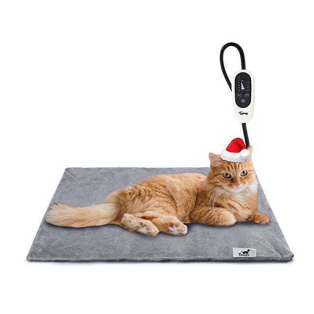 Toozey Pet Heating Pad, 6 Adjustable Temperature Dog Cat Heating Pad with Timer, Indoor Pet Heating Pads for Cats Dogs with Chew Resistant Cord, Electric Pads for Dogs Cats, Pet Heated Mat