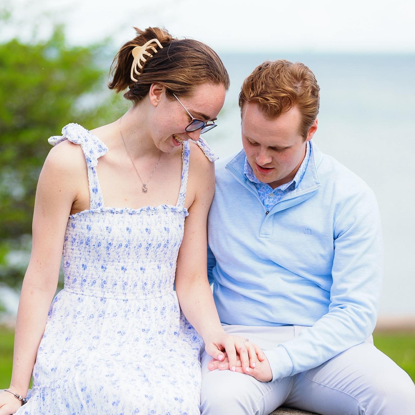 One of the beautiful engagement photos Sean's Aunt Tracy took of the couple after the proposal. This one is called "Inspect the ring".