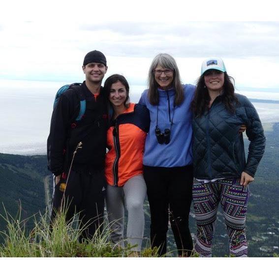 Hiking in Anchorage, Alaska with Casey's mother Debbie and sister Robin.