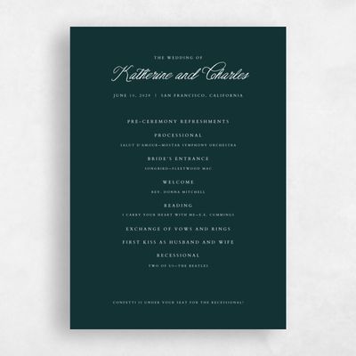 Green Simple Wedding Program - Devan