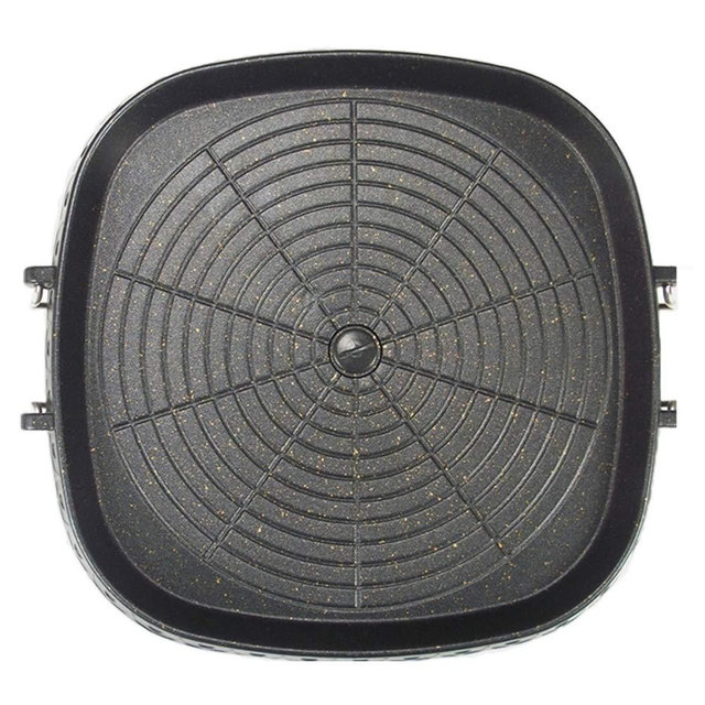 Korean Style Square Grill Pan with Maifan Coated Surface,Non-stick Smokeless Barbecue Stovetop Plate for Indoor Outdoor BBQ