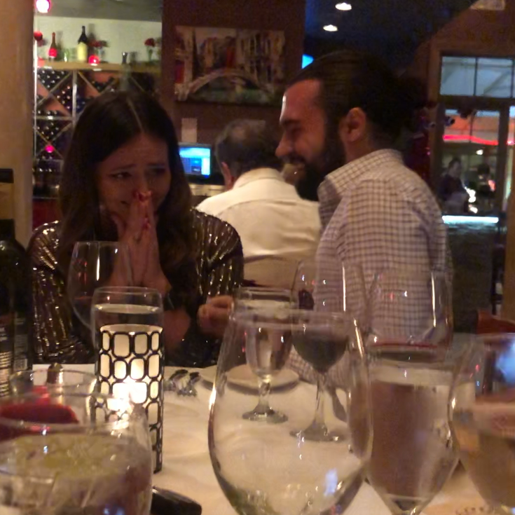 The proposal moment at my family's favorite Italian restaurant in Naples, Florida, where we've been vacationing since I was 12.