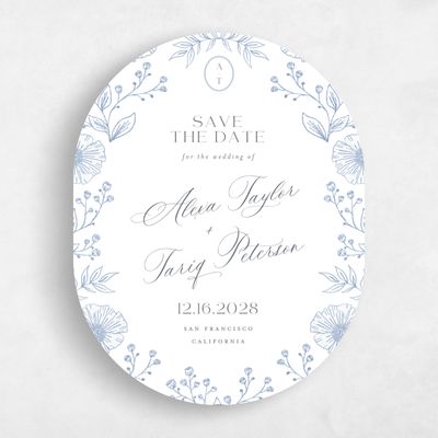 Blue Oval Wedding Save the Date - Gavina Classic