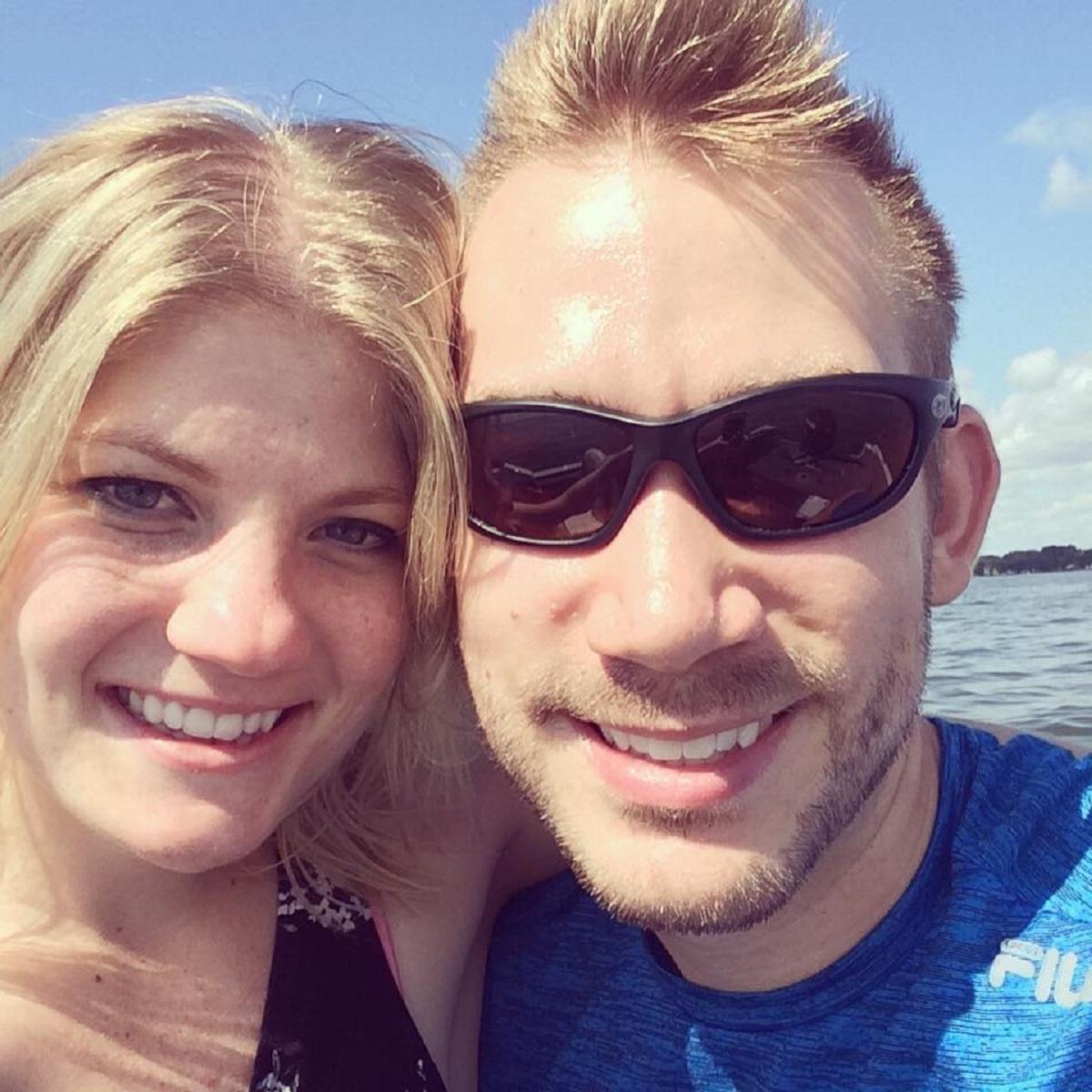 Our first photo together on Dan's boat!