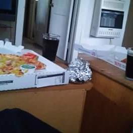 What do we do when we finally move in together....order two pizzas and two two litters for the two of us! Morgan was sick afterwards!