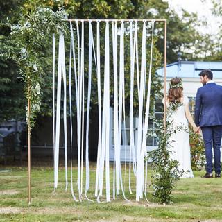 White Satin & Gros Grain Ribbon Hanging Backdrop