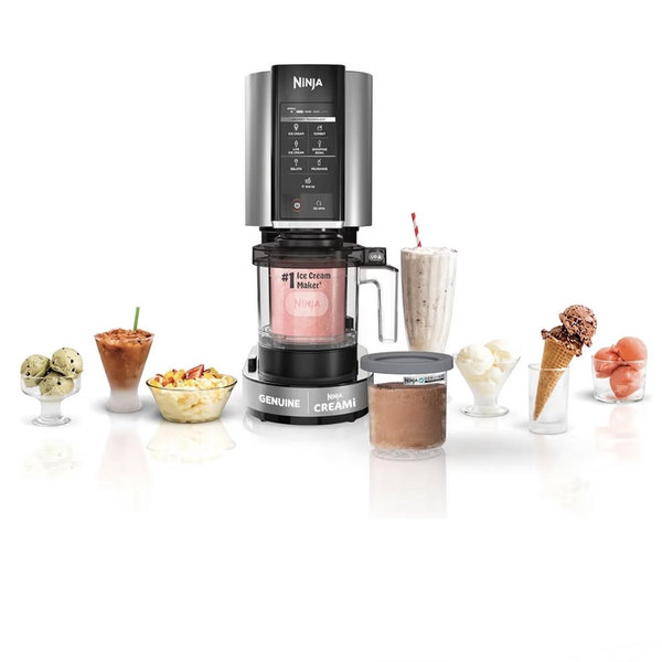 Ninja CREAMi, Ice Cream Maker, Ice Cream, Gelato, Sorbet,Milkshakes, Mix-ins, Smoothie Bowls & More, 7-in-1, Ice Cream Pints, Pint lid, Healthy Ice Cream, Compact, Perfect for Kids, Black, NC299AMZ