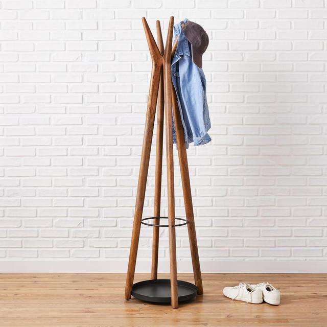 Anton Solid Wood Coat Rack - Burnt Wax