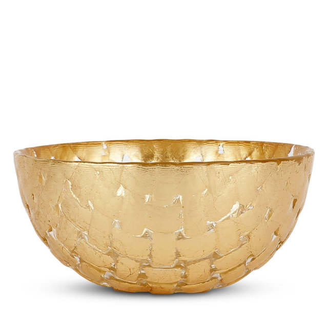 VIETRI Rufolo Glass Gold Basketweave Dipping Bowl