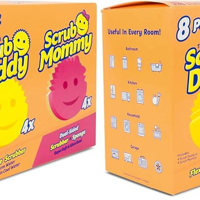 Scrub Daddy 4 Scrub Daddy Sponges & 4 Scrub Mommy Kitchen Sponges - Scratch-Free for Dishes & Multipurpose Cleaning - BPA Free & Made with Polymer Foam - Stain & Odor Resistant (16 Pack)
