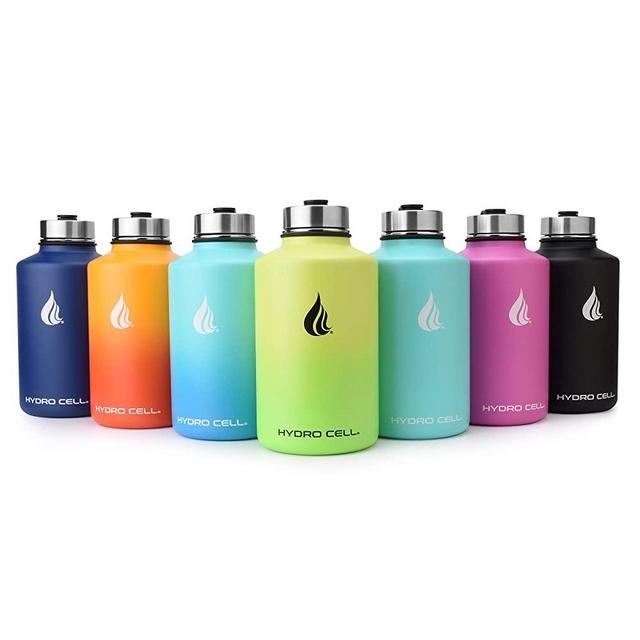 HYDRO CELL Stainless Steel Water Bottle w/ Straw & Wide Mouth Lids (64oz 40oz 32oz 24oz 18oz 14oz) - Keeps Liquids Hot or Cold with Double Wall Vacuum Insulated Sweat Proof Sport Design