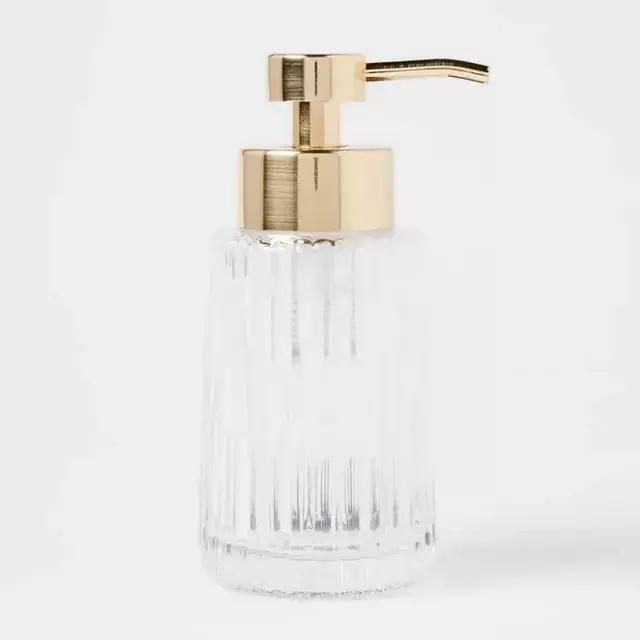 Ribbed Foaming Glass Soap Pump Clear - Threshold™