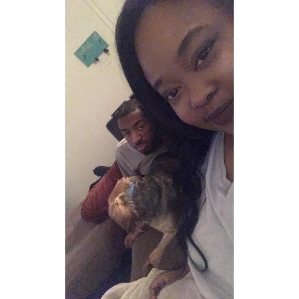 This is us with our baby, Batman. He doesn't like pictures.