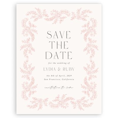 Dusty Peach, Beige Wedding Digital Save the Date - Petalo Portrait