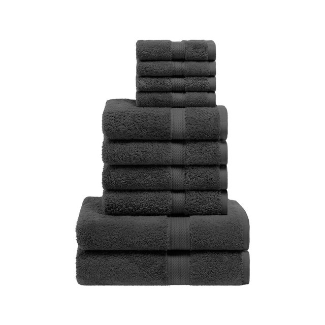 Premium Cotton 800 GSM Heavyweight Plush Luxury 10 Piece Bathroom Towel Set, Charcoal - Blue Nile Mills